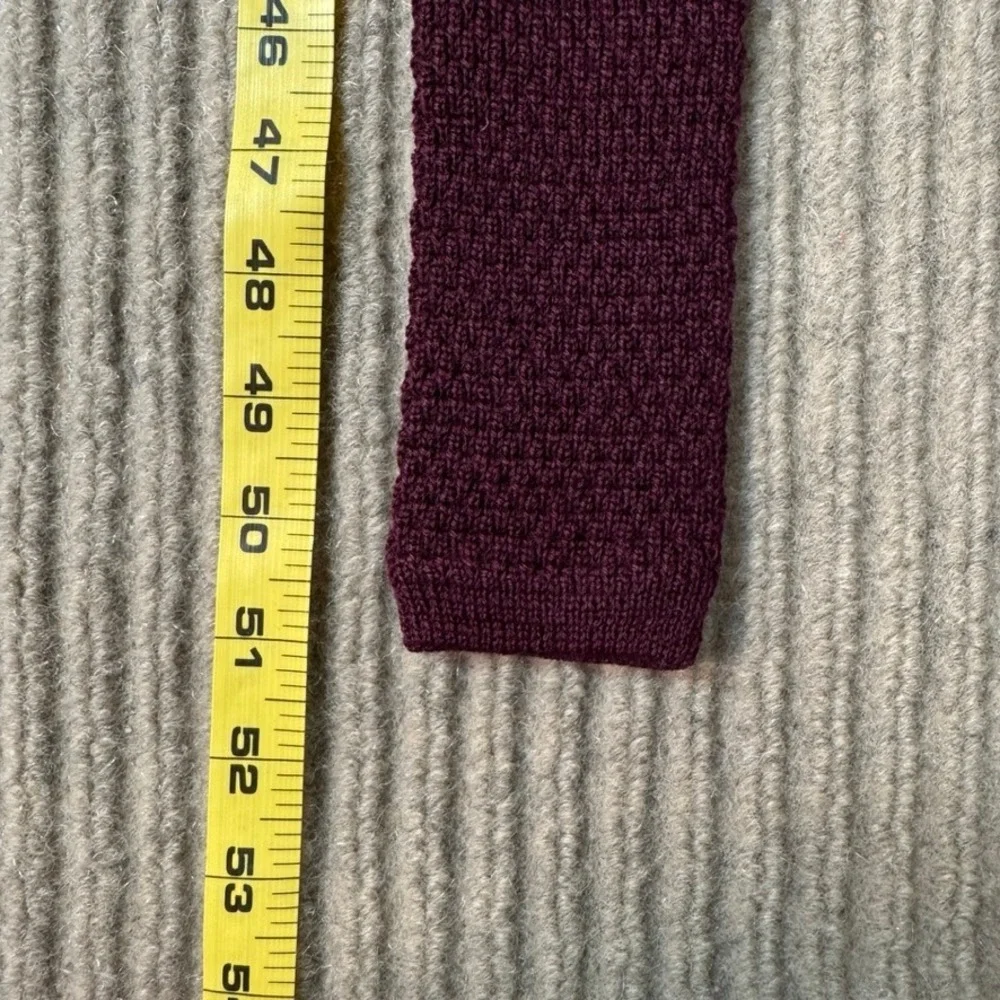 Lands End Burgundy Mohair Wool Knit Tie Made in USA Square End Vintage Mens